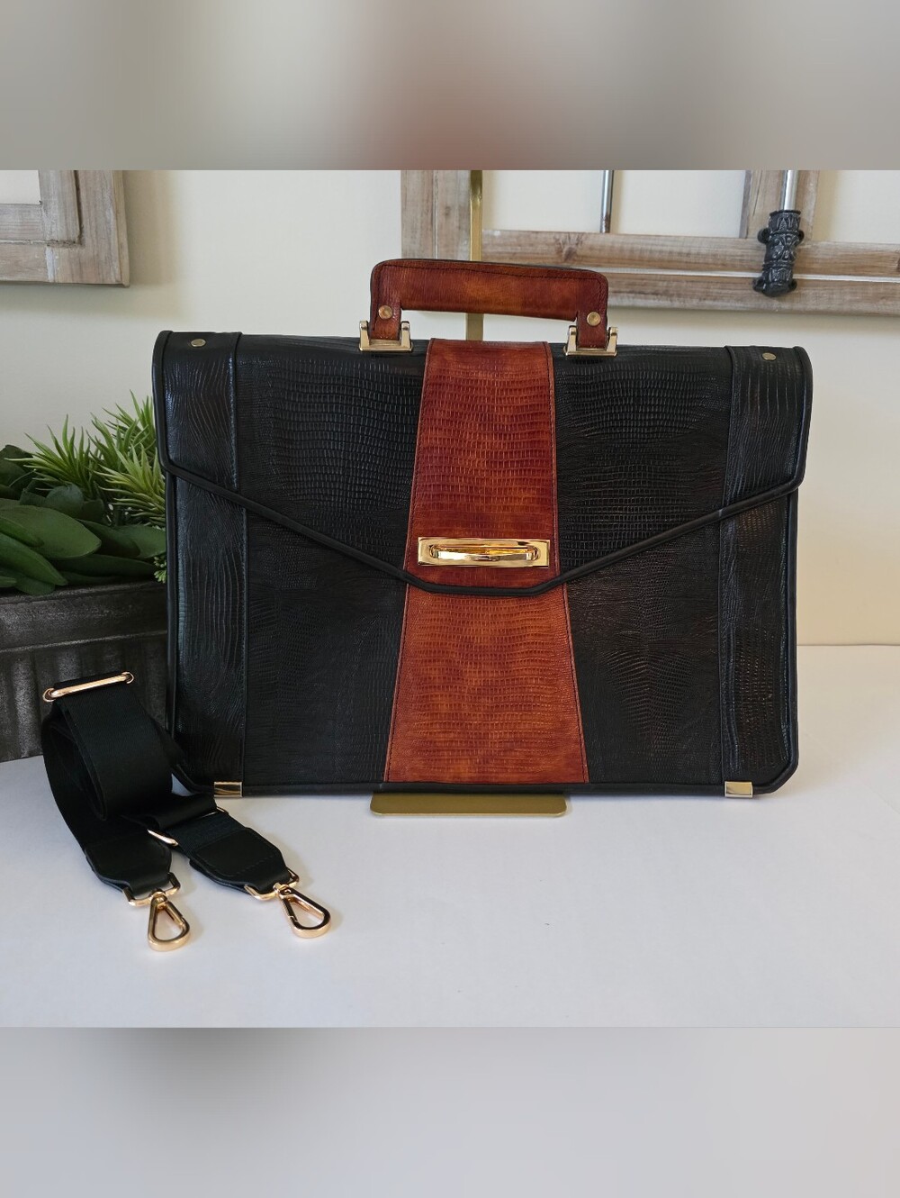 Vintage Roche Signed Calf Leather Briefcase Messenger Laptop Bag Y2K - Picture 3 of 14
